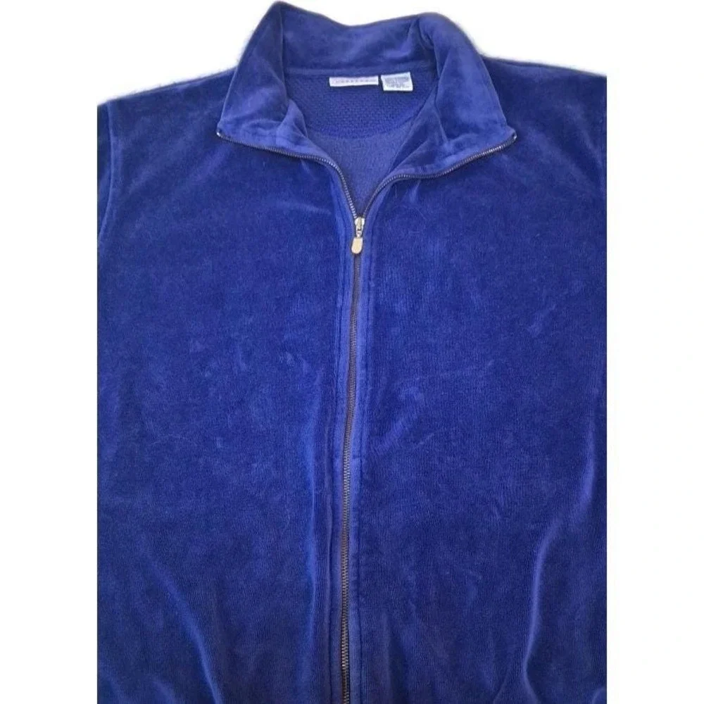 Norsport 90's Vintage Royal Blue Velour Track Jacket Women's Medium‎